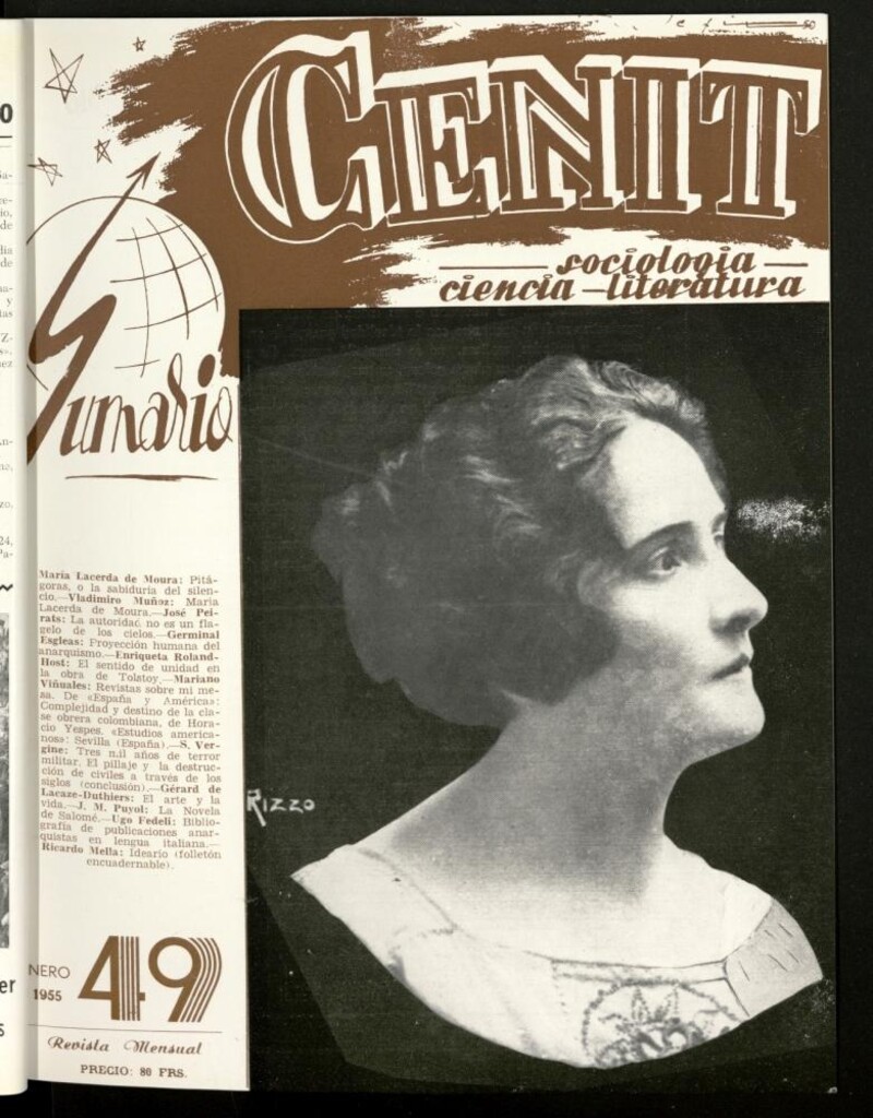Miniatura de Cenit : revista mensual de Sociología, Ciencia y Literatura de enero de 1955, nº 49