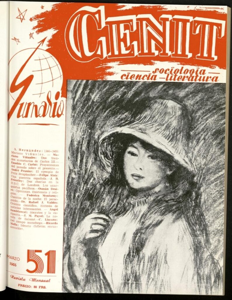 Miniatura de Cenit : revista mensual de Sociología, Ciencia y Literatura de marzo de 1955, nº 51