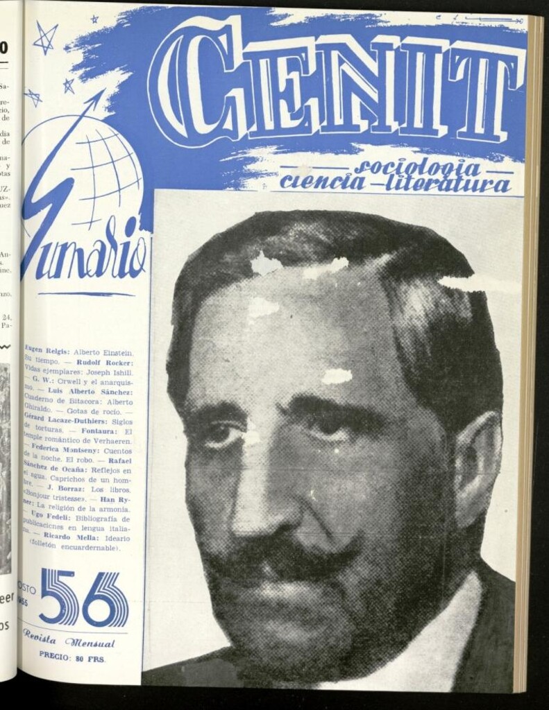 Miniatura de Cenit : revista mensual de Sociología, Ciencia y Literatura de agosto de 1955, nº 56