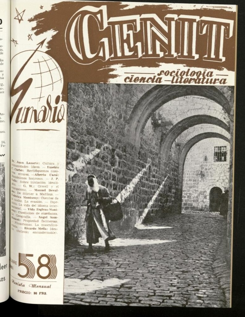 Miniatura de Cenit : revista mensual de Sociología, Ciencia y Literatura de octubre de 1955, nº 58