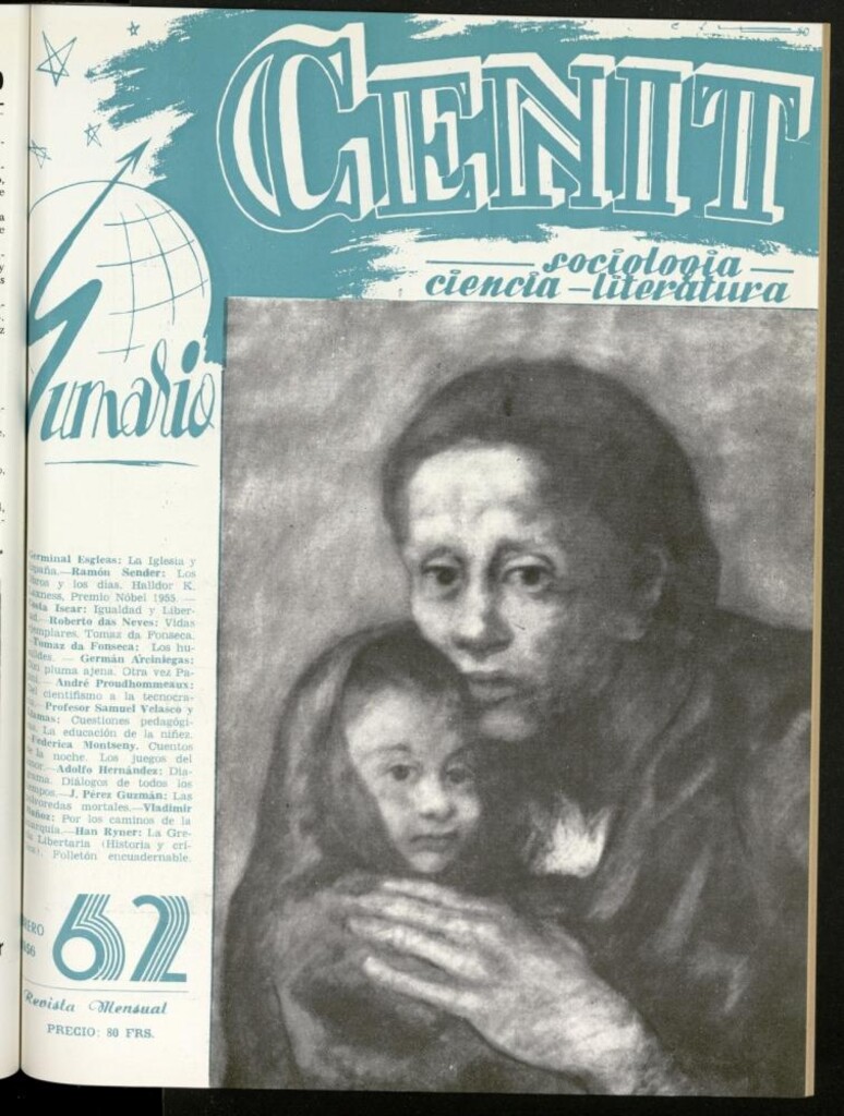 Miniatura de Cenit : revista mensual de Sociología, Ciencia y Literatura de febrero de 1956, nº 62
