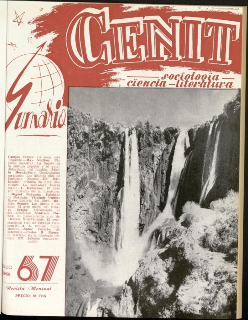 Miniatura de Cenit : revista mensual de Sociología, Ciencia y Literatura de julio de 1956, nº 67