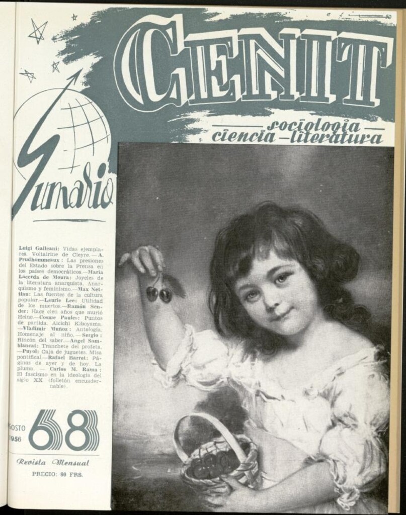 Miniatura de Cenit : revista mensual de Sociología, Ciencia y Literatura de agosto de 1956, nº 68