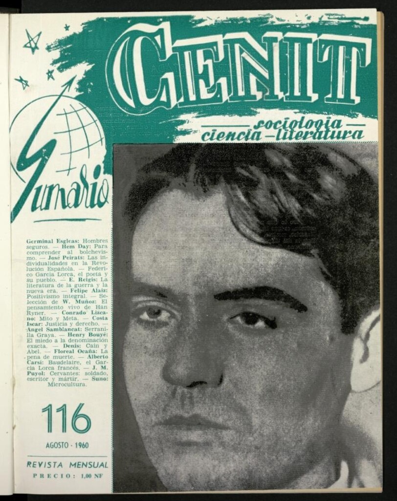 Miniatura de Cenit : revista mensual de Sociología, Ciencia y Literatura de agosto de 1960, nº 116