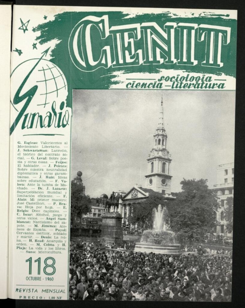 Miniatura de Cenit : revista mensual de Sociología, Ciencia y Literatura de octubre de 1960, nº 118