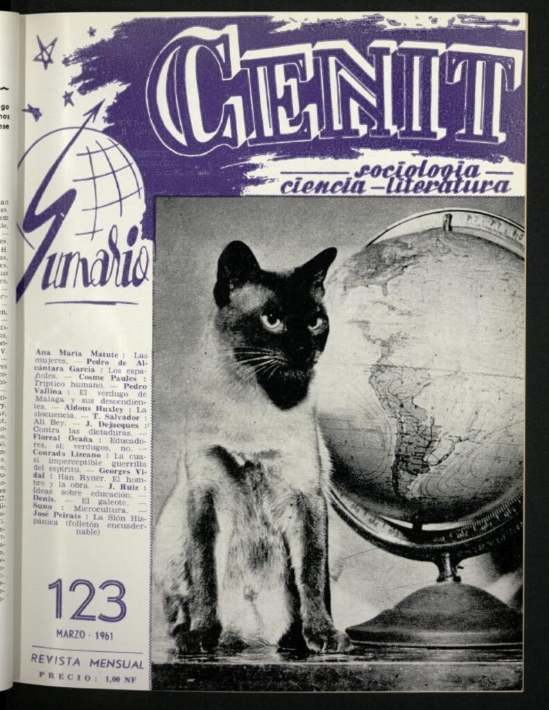Miniatura de Cenit : revista mensual de Sociología, Ciencia y Literatura de marzo de 1961, nº 123