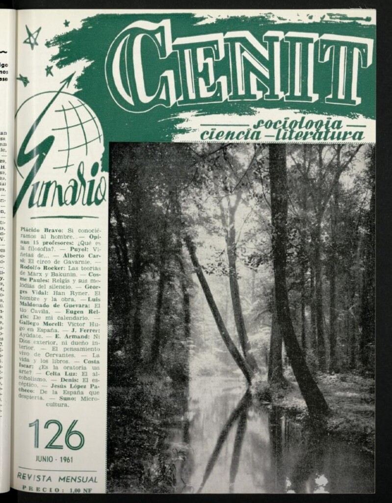 Miniatura de Cenit : revista mensual de Sociología, Ciencia y Literatura de junio de 1961, nº 126