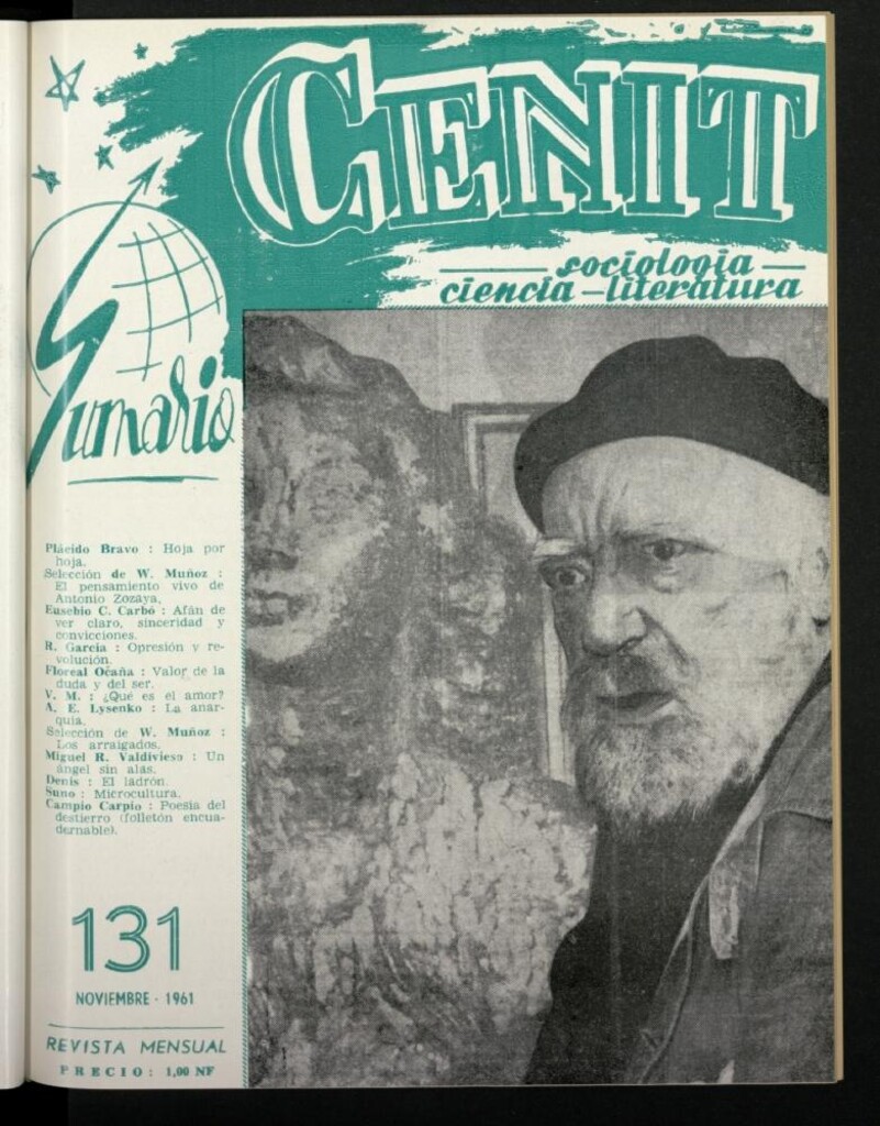 Miniatura de Cenit : revista mensual de Sociología, Ciencia y Literatura de noviembre de 1961, nº 131