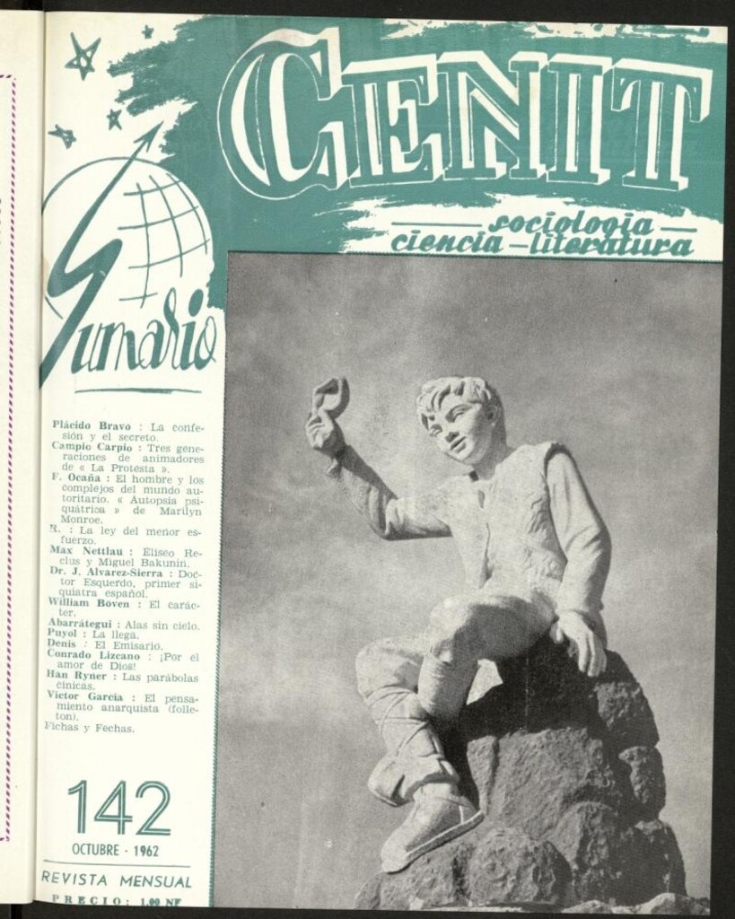 Miniatura de Cenit : revista mensual de Sociología, Ciencia y Literatura de octubre de 1962, nº 142