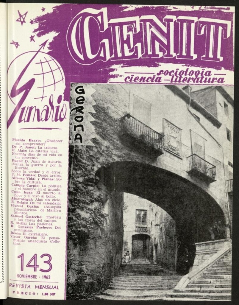 Miniatura de Cenit : revista mensual de Sociología, Ciencia y Literatura de noviembre de 1962, nº 143