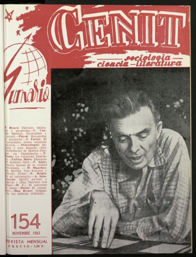 Miniatura de Cenit : revista mensual de Sociología, Ciencia y Literatura de noviembre de 1963, nº 154