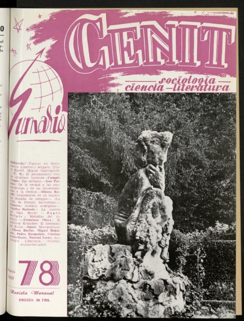 Miniatura de Cenit : revista mensual de Sociología, Ciencia y Literatura de junio de 1957, nº 78