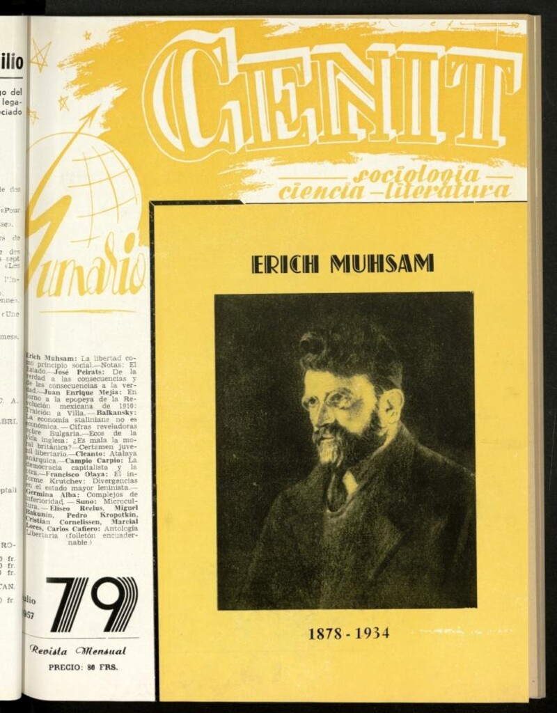 Miniatura de Cenit : revista mensual de Sociología, Ciencia y Literatura de julio de 1957, nº 79