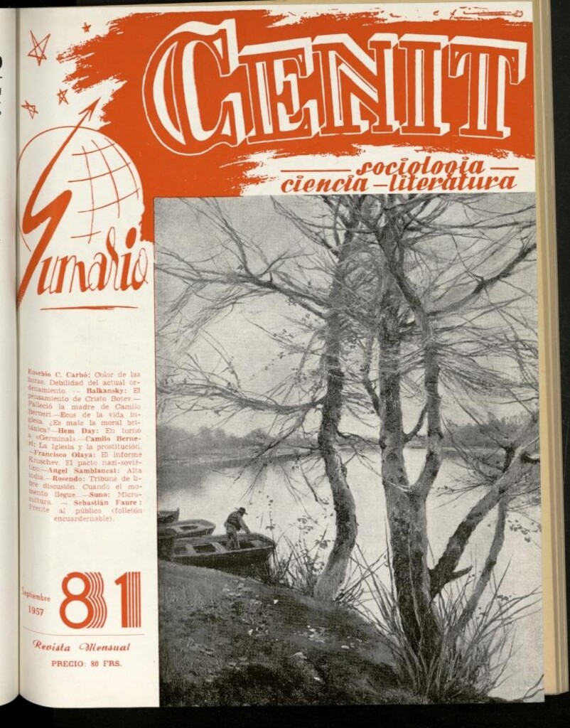 Miniatura de Cenit : revista mensual de Sociología, Ciencia y Literatura de septiembre de 1957, nº 81