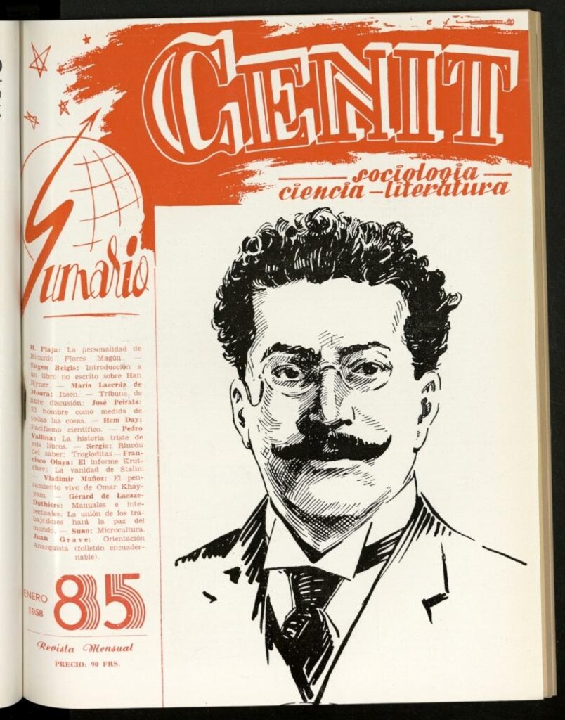 Miniatura de Cenit : revista mensual de Sociología, Ciencia y Literatura de enero de 1958, nº 85