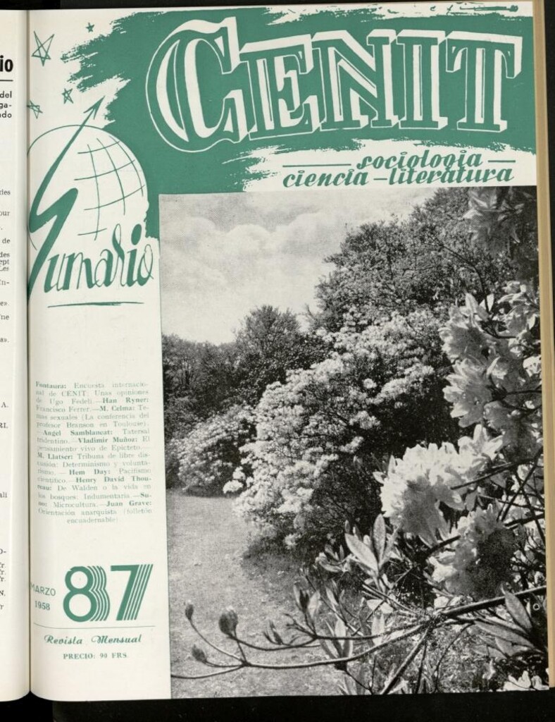 Miniatura de Cenit : revista mensual de Sociología, Ciencia y Literatura de marzo de 1958, nº 87