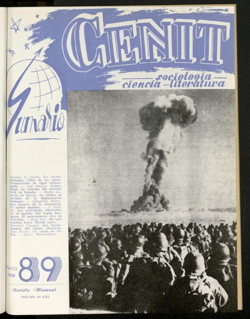 Miniatura de Cenit : revista mensual de Sociología, Ciencia y Literatura de mayo de 1958, nº 89