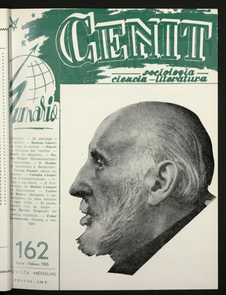 Miniatura de Cenit : revista mensual de Sociología, Ciencia y Literatura de enero-febrero de 1965, nº 162