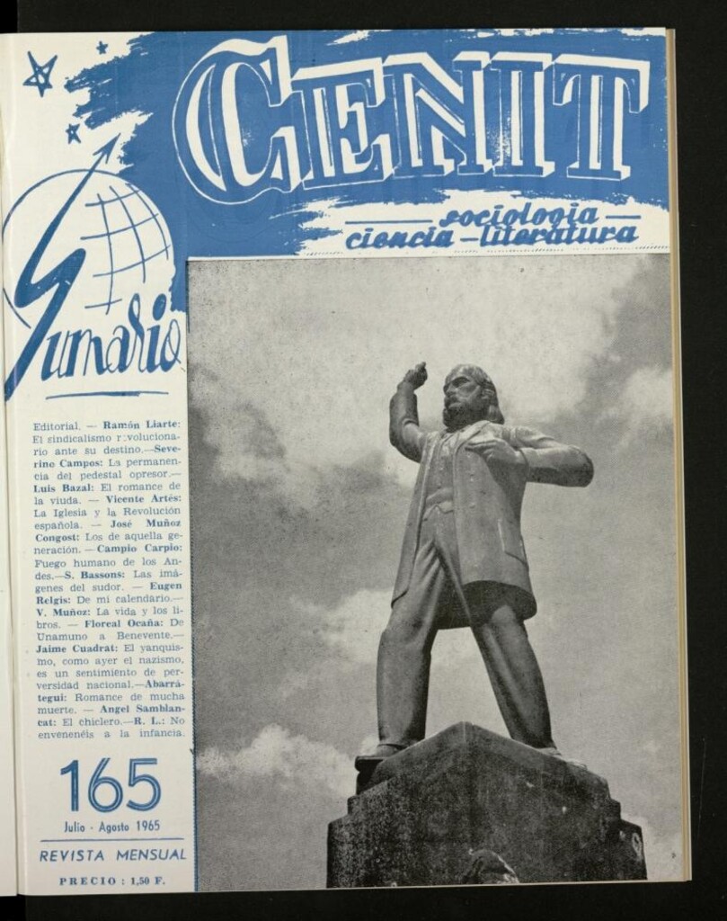 Miniatura de Cenit : revista mensual de Sociología, Ciencia y Literatura de julio-agosto de 1965, nº 165