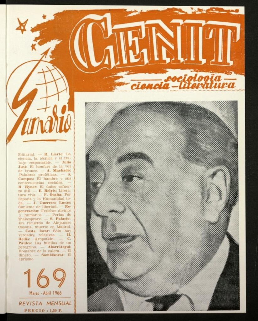 Miniatura de Cenit : revista mensual de Sociología, Ciencia y Literatura de marzo-abril de 1966, nº 169