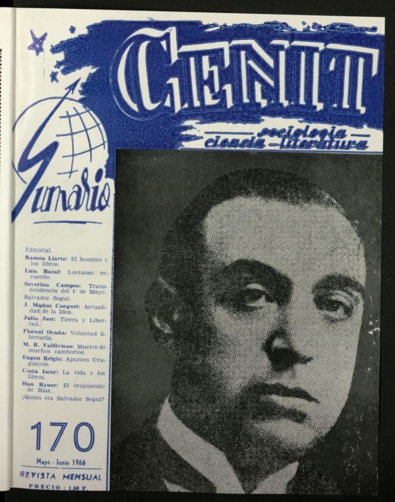 Miniatura de Cenit : revista mensual de Sociología, Ciencia y Literatura de mayo-junio de 1966, nº 170