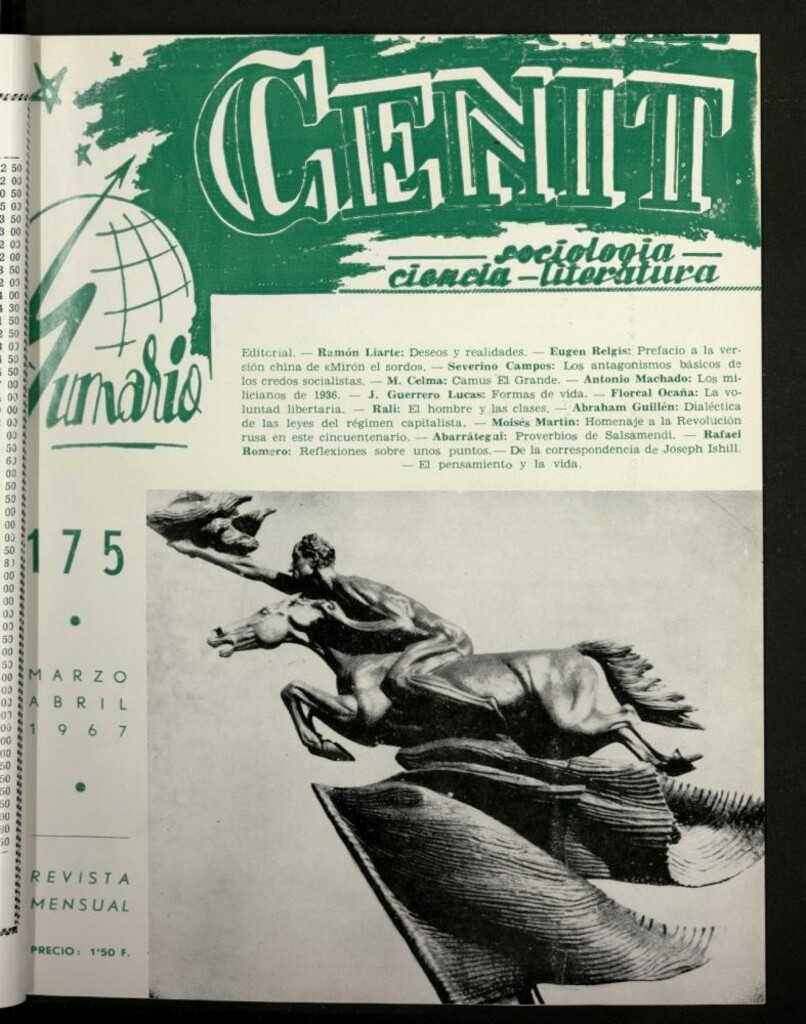 Miniatura de Cenit : revista mensual de Sociología, Ciencia y Literatura de marzo-abril de 1967, nº 175