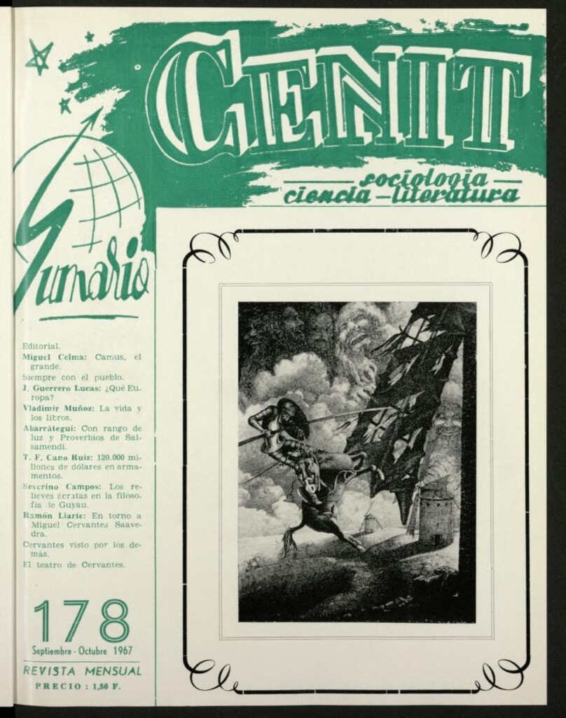Miniatura de Cenit : revista mensual de Sociología, Ciencia y Literatura de septiembre-octubre de 1967, nº 178