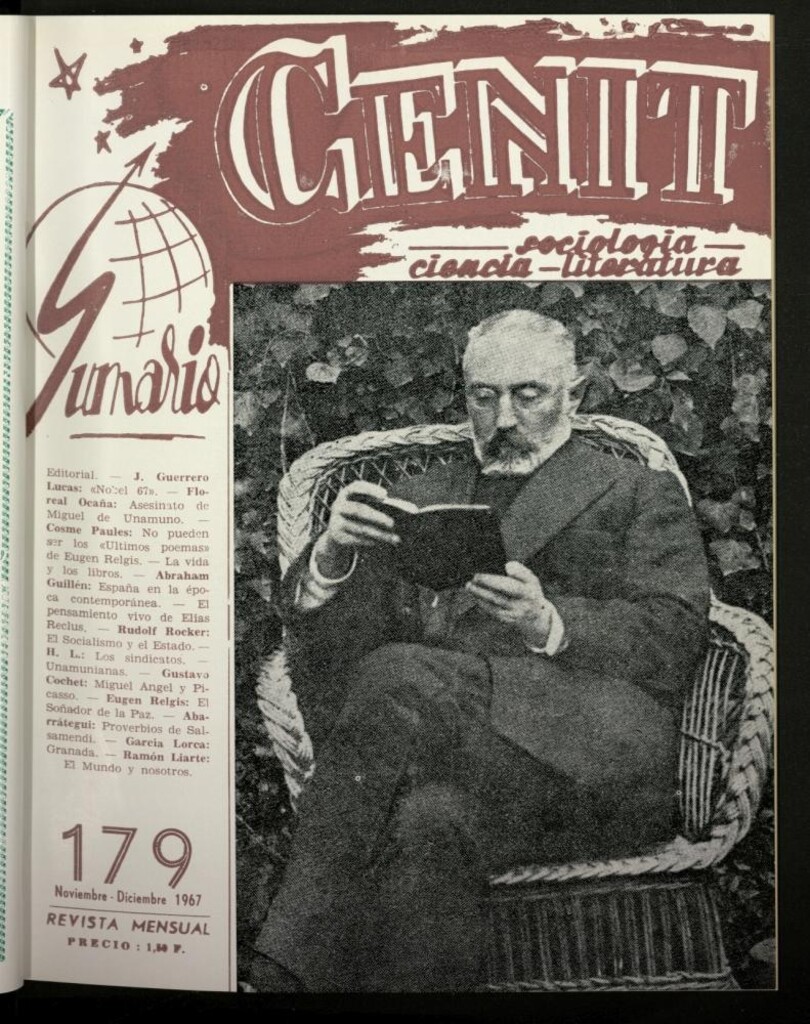 Miniatura de Cenit : revista mensual de Sociología, Ciencia y Literatura de noviembre-diciembre de 1967, nº 179
