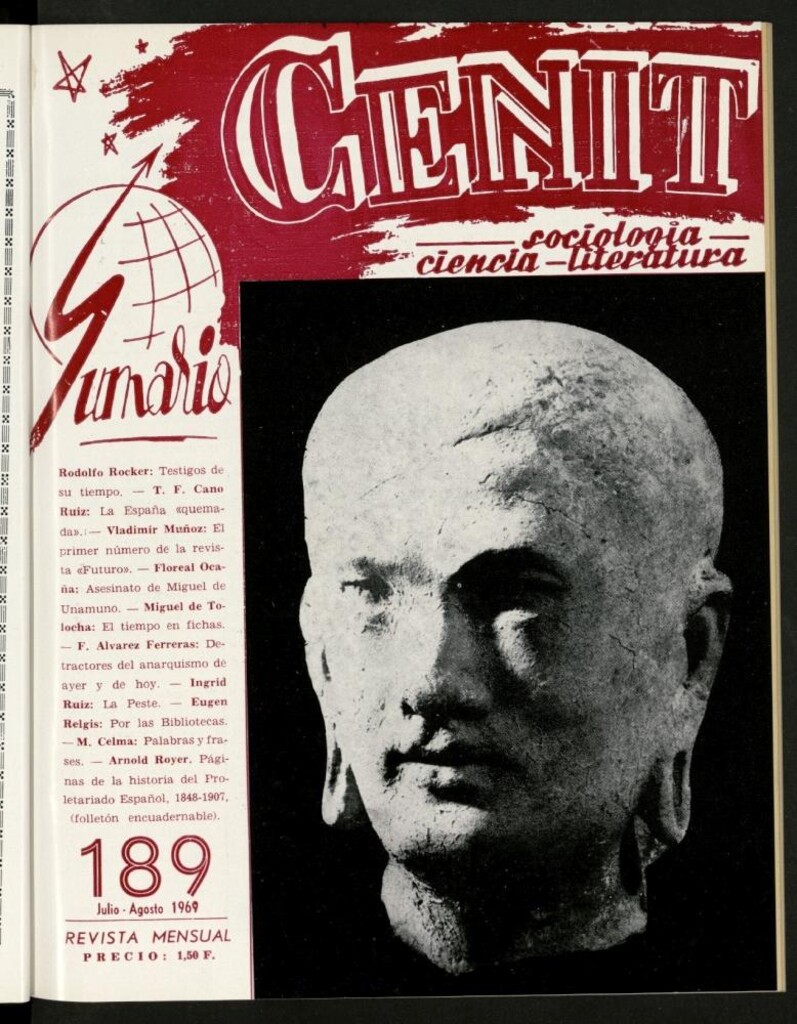 Miniatura de Cenit : revista mensual de Sociología, Ciencia y Literatura de julio-agosto de 1969, nº 189