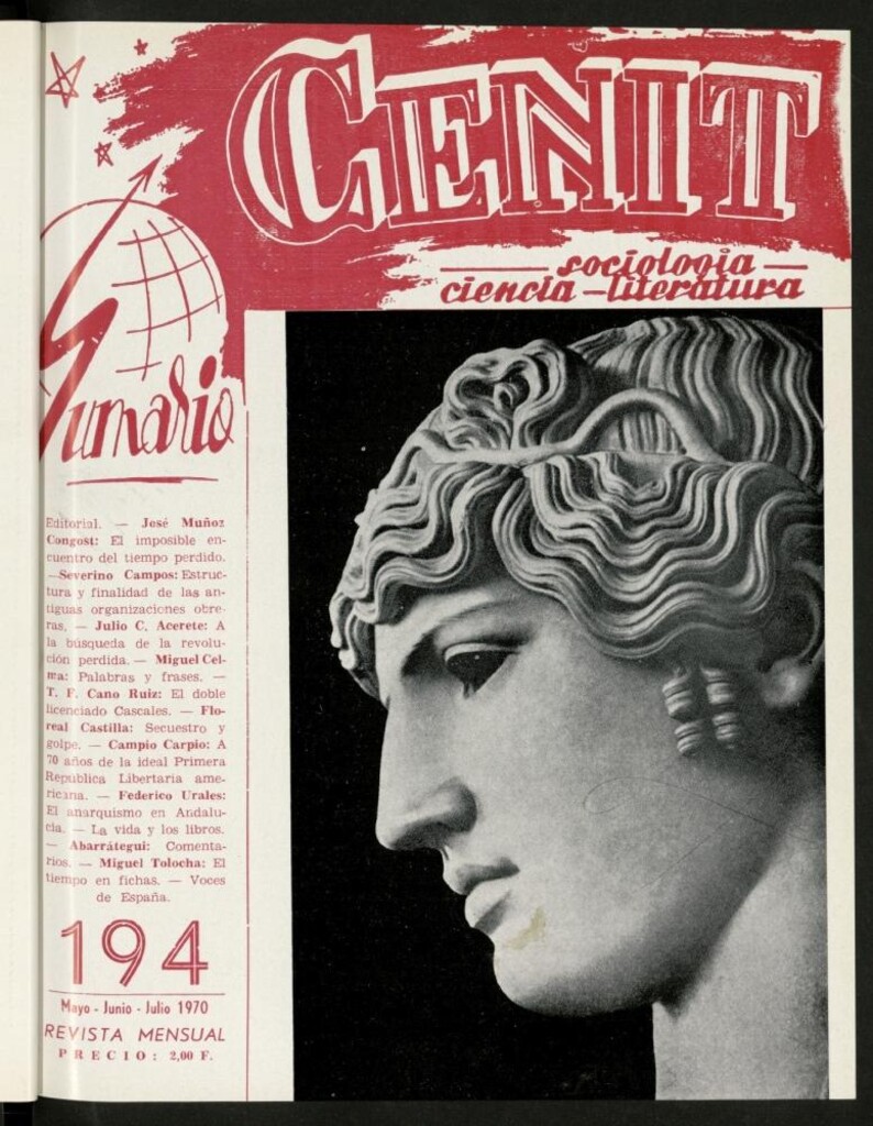 Miniatura de Cenit : revista mensual de Sociología, Ciencia y Literatura de mayo-junio-julio de 1970, nº 194
