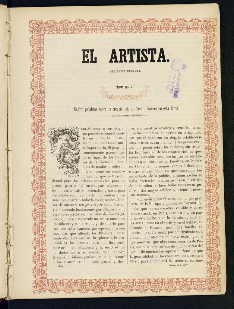 Miniatura de El Artista: periódico semanal del 14 de febrero de 1847, nº 2