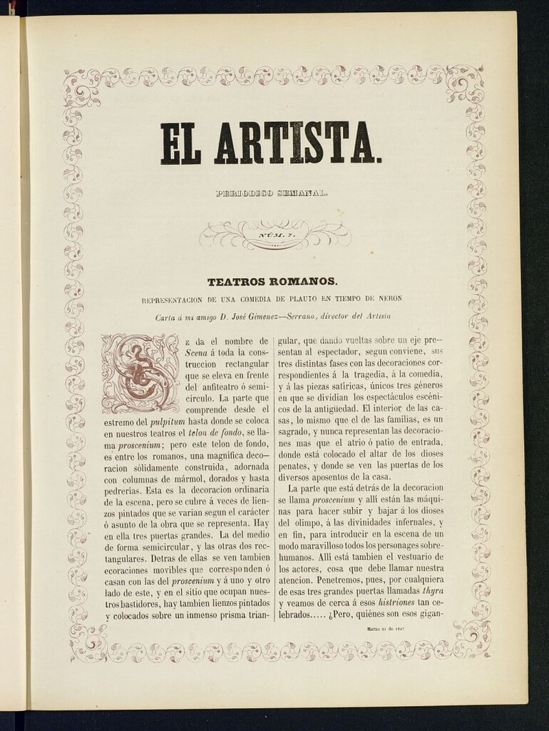 Miniatura de El Artista: periódico semanal del 21 de marzo de 1847, nº 7