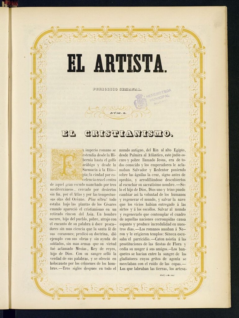Miniatura de El Artista: periódico semanal del 4 de abril de 1847, nº 8