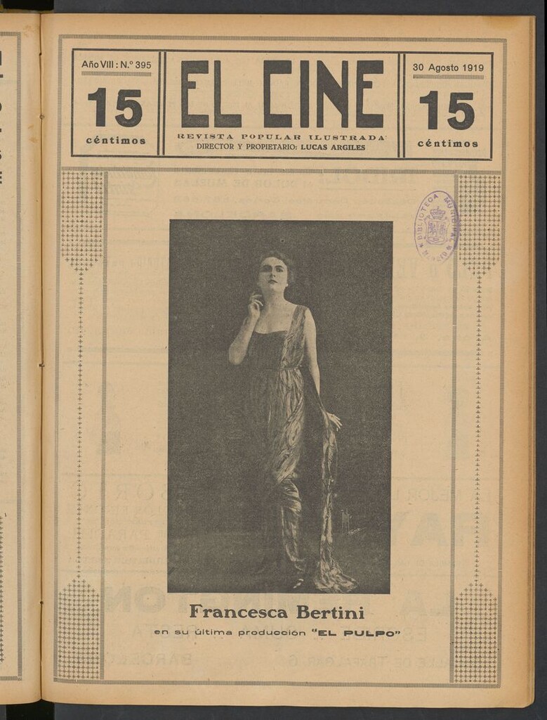 Miniatura de El Cine : revista popular ilustrada del del 30 de agosto de 1919