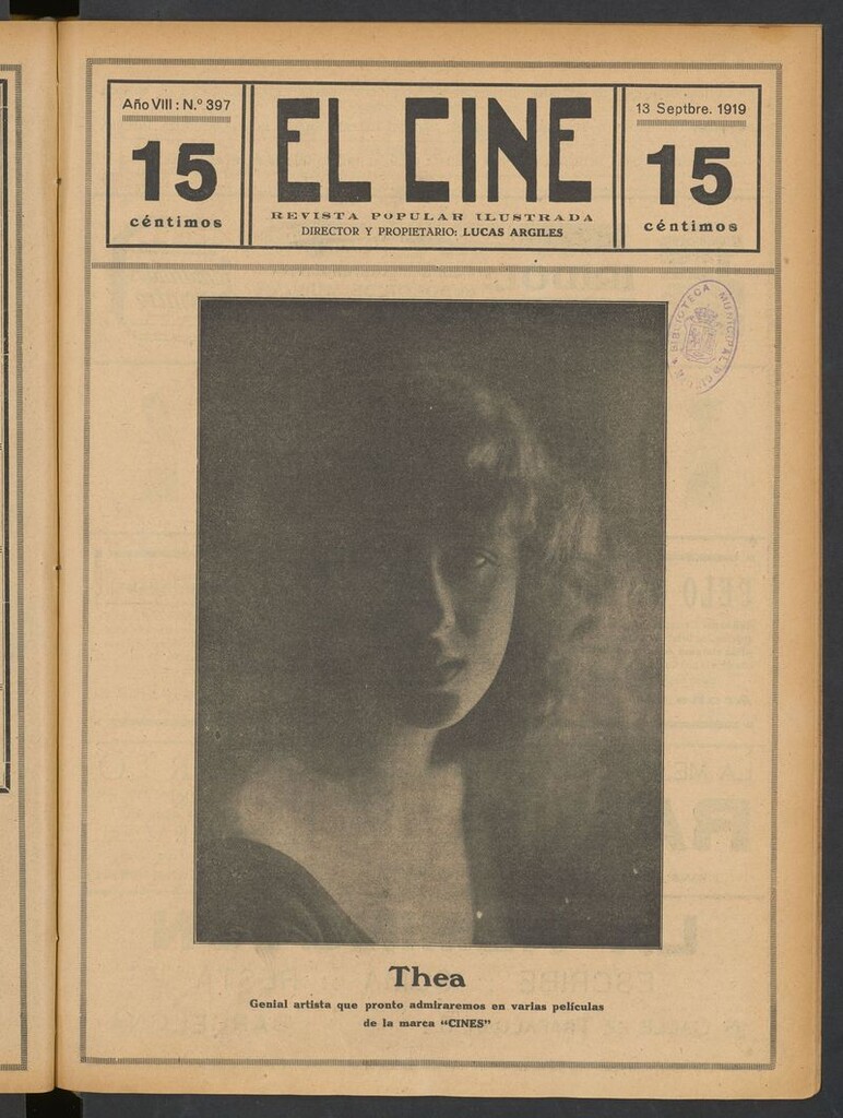 Miniatura de El Cine : revista popular ilustrada del del 13 de septiembre de 1919