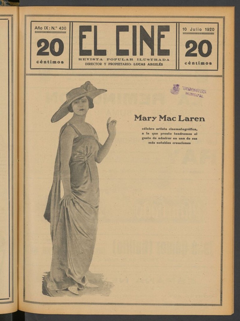 Miniatura de El Cine : revista popular ilustrada del 10 de julio de 1920
