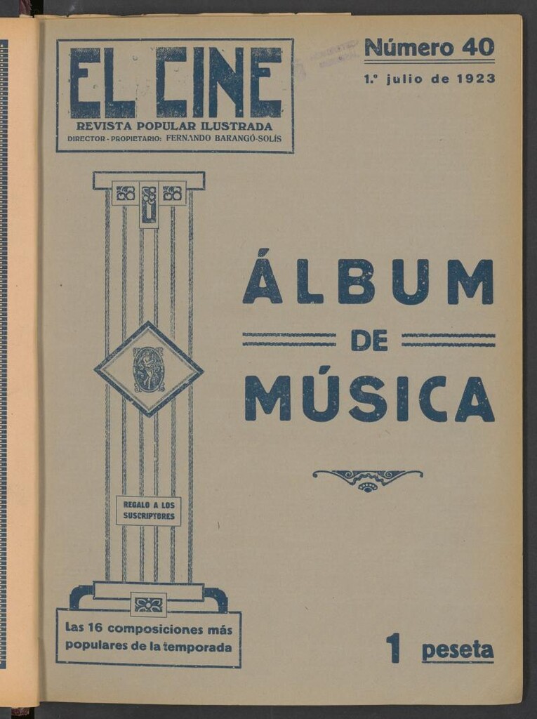 Miniatura de El Cine : revista popular ilustrada del 1 de julio de 1923, álbum de música