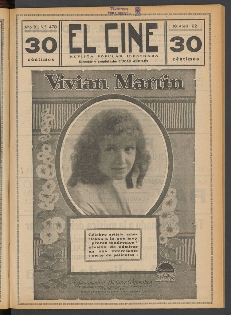 Miniatura de El Cine : revista popular ilustrada del 16 de abril de 1921