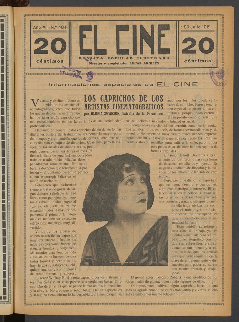 Miniatura de El Cine : revista popular ilustrada del 23 de julio de 1921
