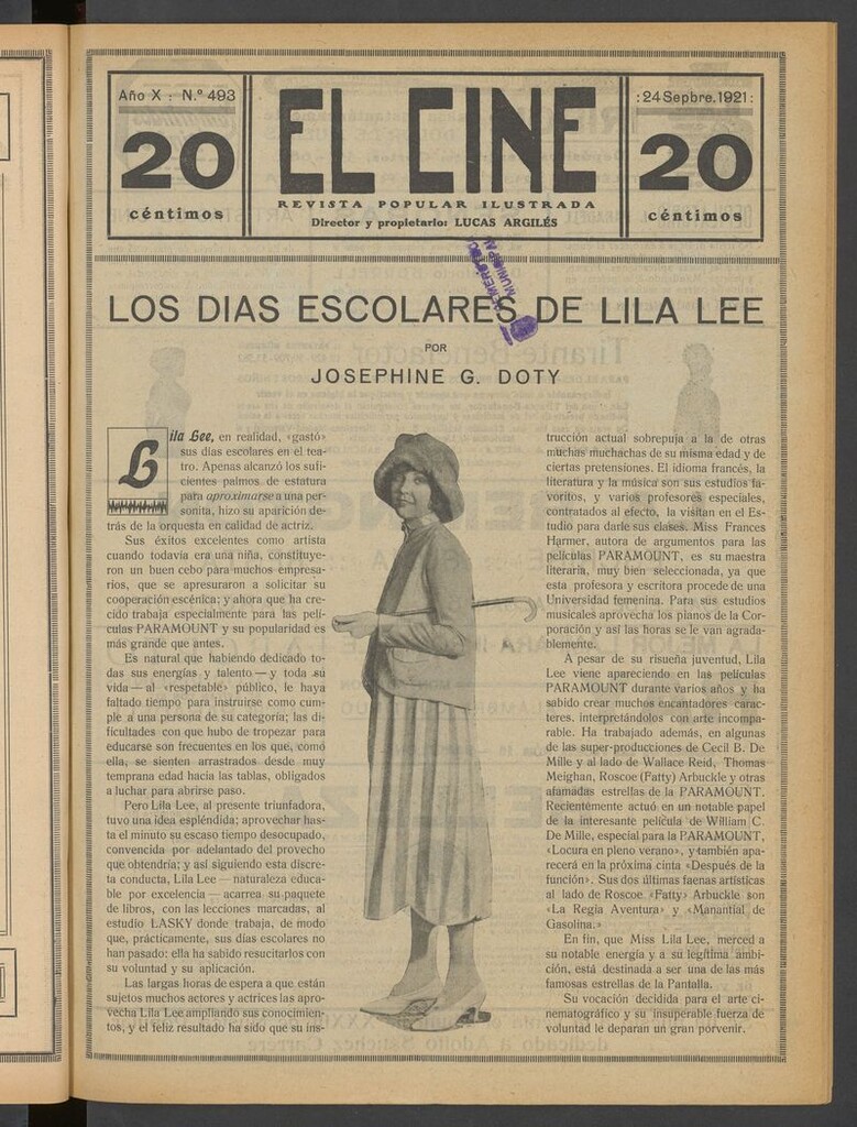 Miniatura de El Cine : revista popular ilustrada del 24 de septiembre de 1921