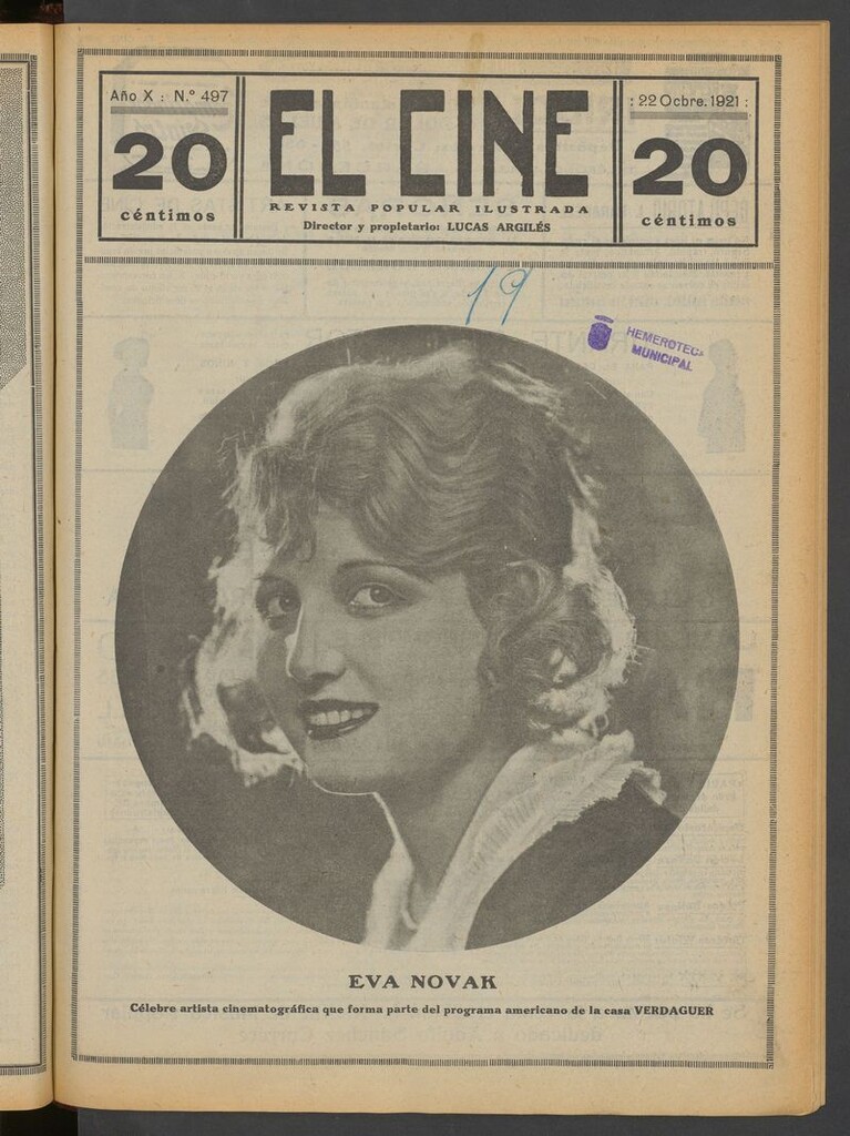 Miniatura de El Cine : revista popular ilustrada del 22 de octubre de 1921