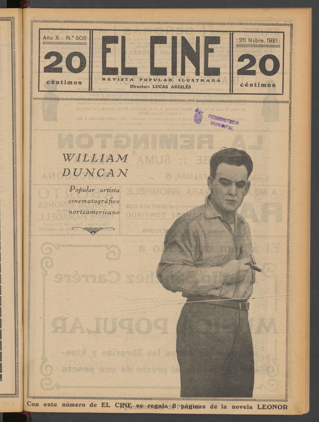 Miniatura de El Cine : revista popular ilustrada del 26 de noviembre de 1921
