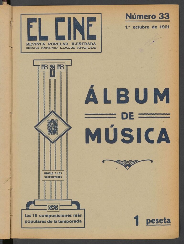 Miniatura de El Cine : revista popular ilustrada del 1 de octubre de 1921, álbum de música