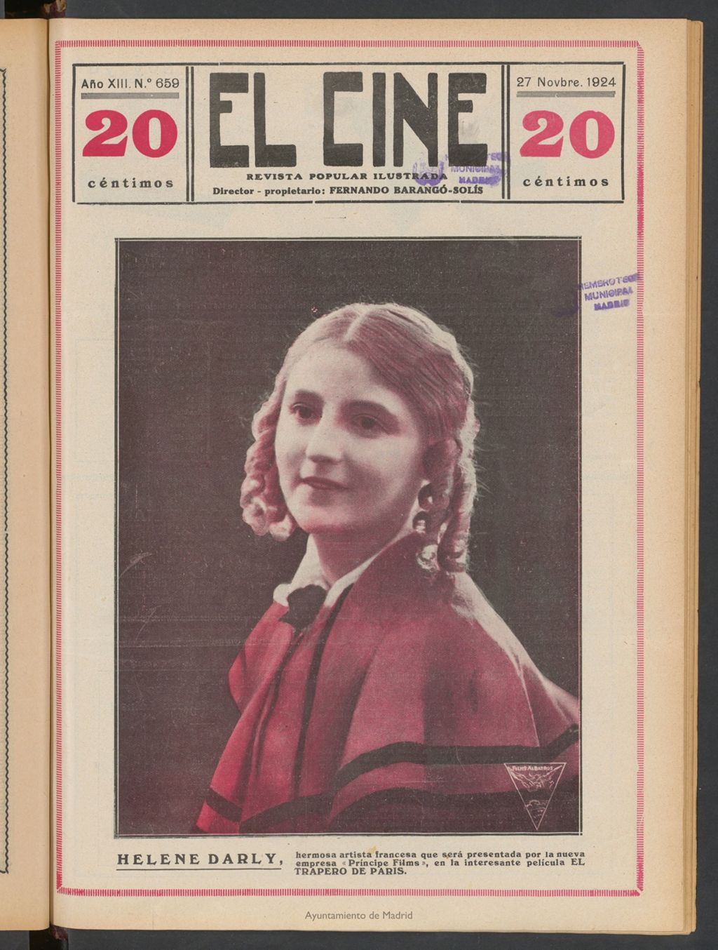 Miniatura de El Cine : revista popular ilustrada del 27 de noviembre de 1924