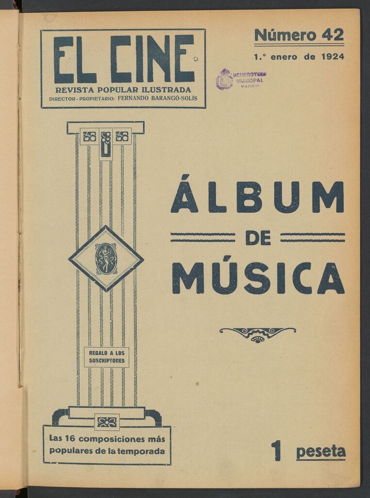 Miniatura de El Cine : revista popular ilustrada del 1 de enero de 1924, álbum de música