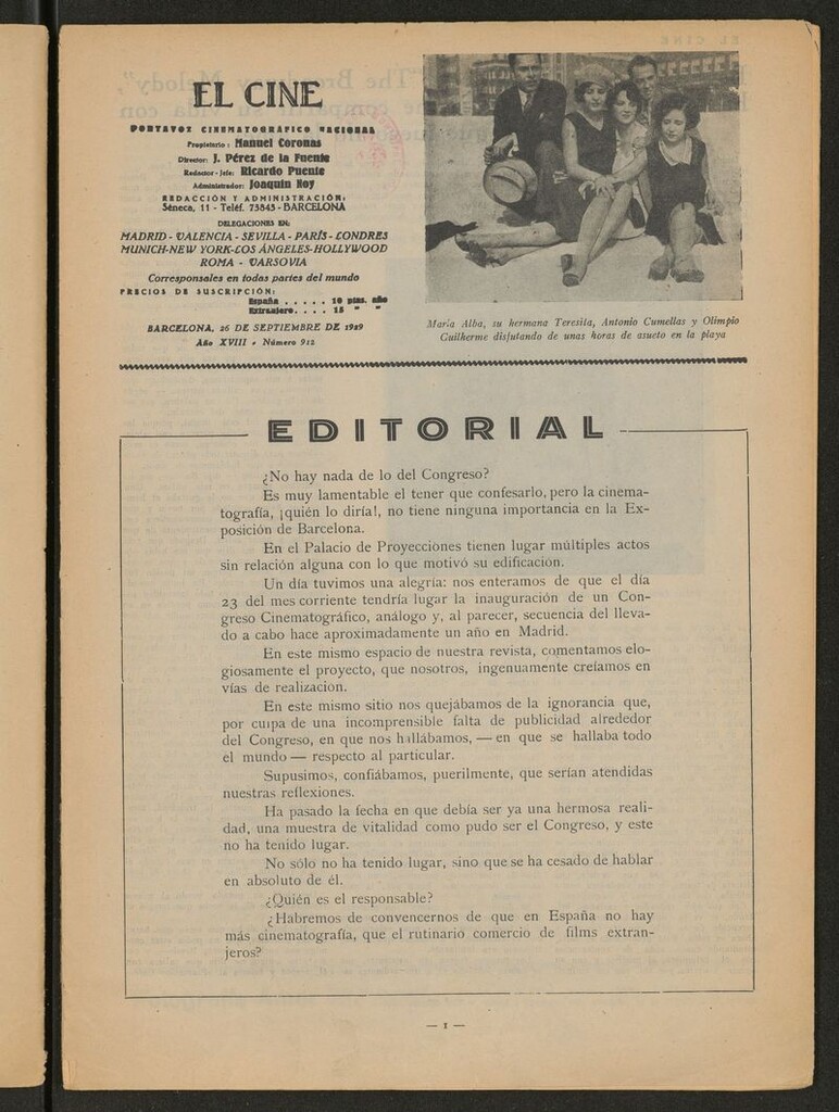 Miniatura de El cine : revista popular ilustrada del 26 de septiembre de 1929