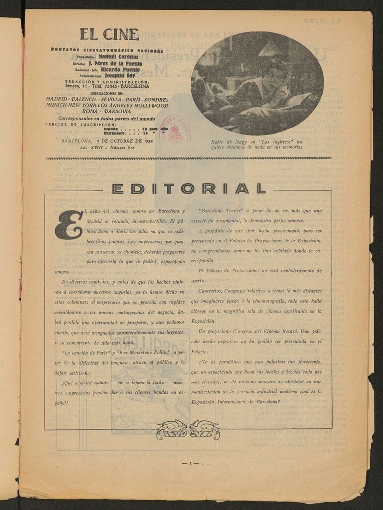 Miniatura de El cine : revista popular ilustrada del 10 de octubre de 1929
