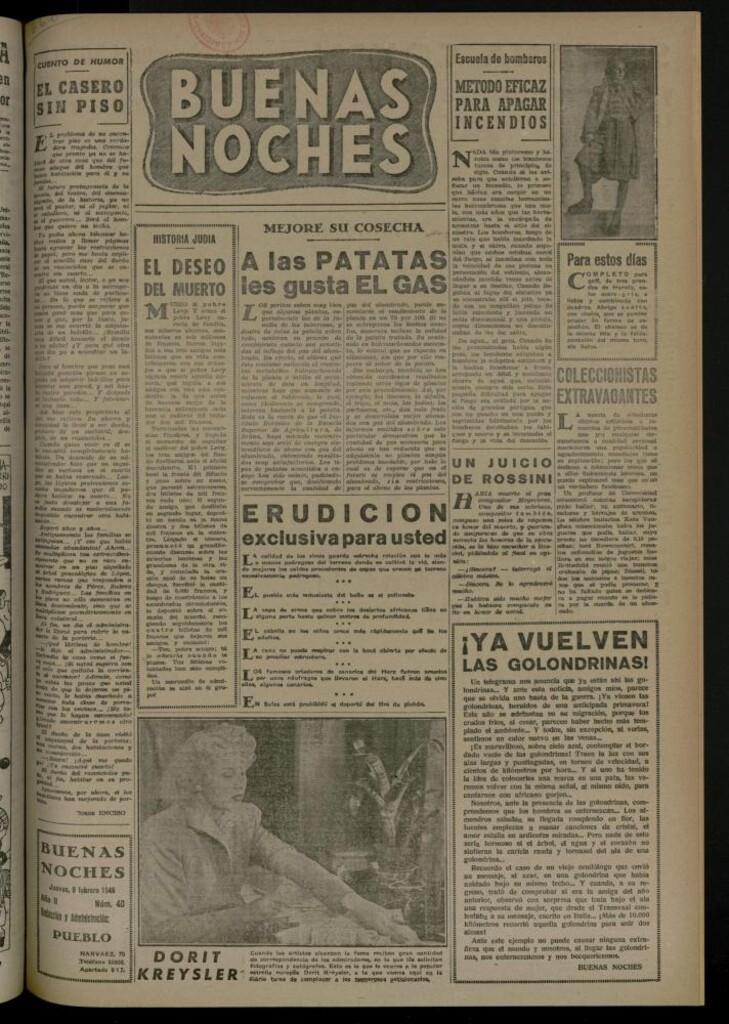 Miniatura de Buenas Noches del 8 de febrero de 1945, nº 40