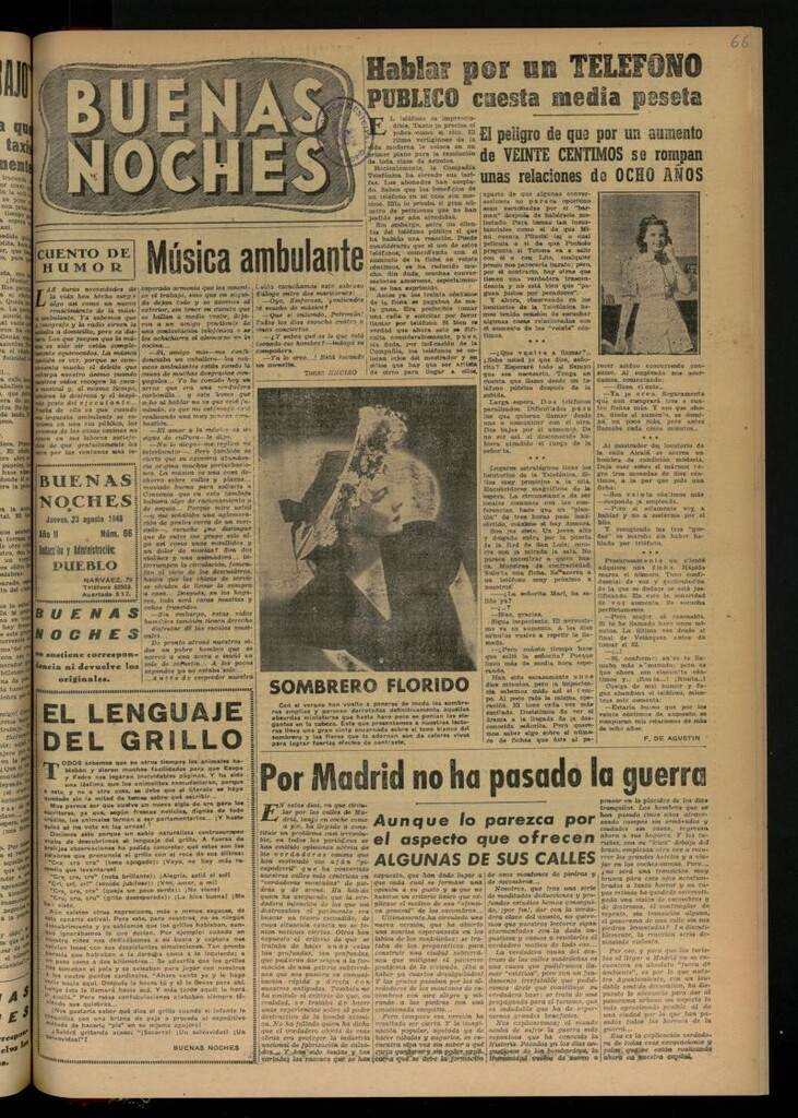 Miniatura de Buenas Noches del 23 de agosto de 1945, nº 66
