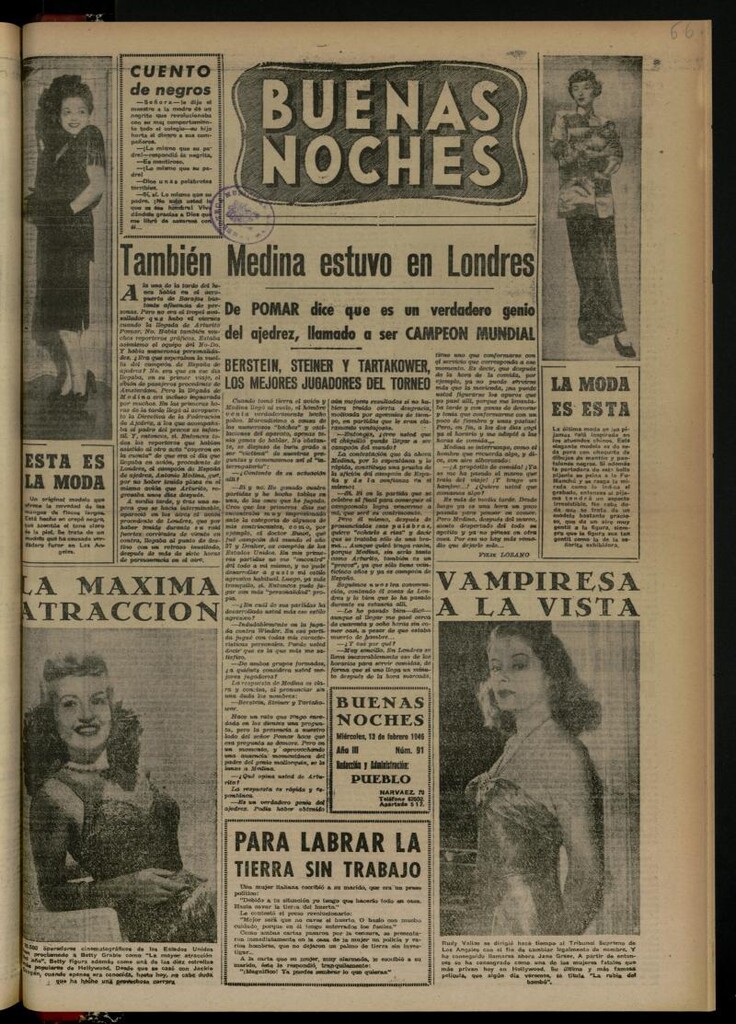 Miniatura de Buenas Noches del 13 de febrero de 1946, nº 91
